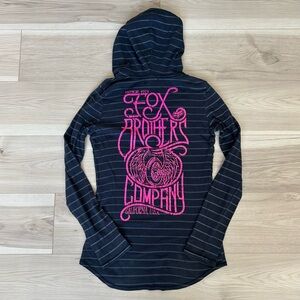 fox racing striped button up hooded henley